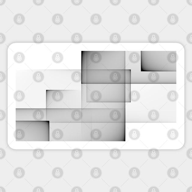 Abstract square and rectangle shapes illustration background Black and white Sticker by Russell102